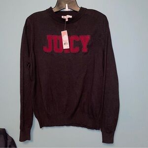 Juicy Couture Flocked Logo Sweater in Pitch Black Size XL